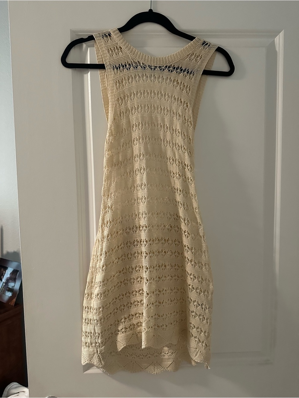 Cream Crochet Sleeveless Dress